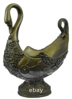 Style Art Nouveau Fonte Cygne Jardinière Bronze Sculpture Classique Ouvre Cadeau