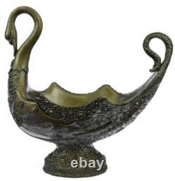 Style Art Nouveau Fonte Cygne Jardinière Bronze Sculpture Classique Ouvre Cadeau