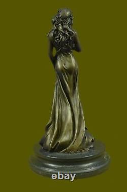 Style Art Nouveau Fonte Terre Déesse Bronze Sculpture Marbre Base Figurine