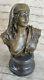 Style Art Nouveau Jeune Bronze Buste Statue Portrait Sculpture Décoration Maison