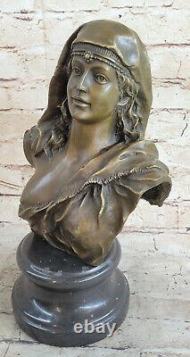 Style Art Nouveau Jeune Bronze Buste Statue Portrait Sculpture Décoration Maison
