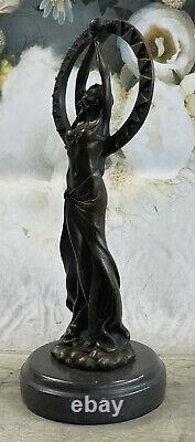 Style Art Nouveau Main Fabriqué Classique Sexy Fille Bronze Sculpture Marbre