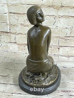 Style Art Nouveau Marron Patine Mythique Mystery Nymphe Sculpture Bronze