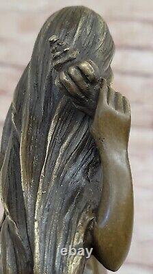 Style Art Nouveau Mythique Marin Sirène Bronze Sculpture Figurine Statue Solde