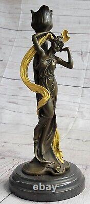 Style Art Nouveau Proper Jeune Femme Bronze Sculpture Marbre Figurine Statue