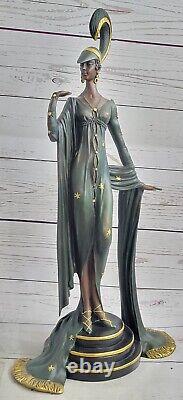 Style Art Nouveau Sculpture Revue Danseuse Signée J Erté Bronze Statue Fonte