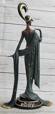 Style Art Nouveau Sculpture Revue Danseuse Signée J Erté Bronze Statue Fonte