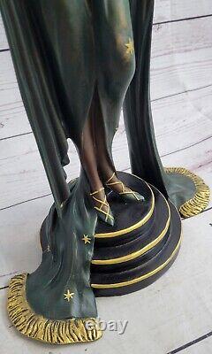 Style Art Nouveau Sculpture Revue Danseuse Signée J Erté Bronze Statue Fonte