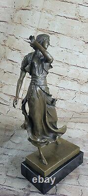 Style Art Nouveau Signée Bronze Gypsy Danseuse Statue Figurine Sculpture