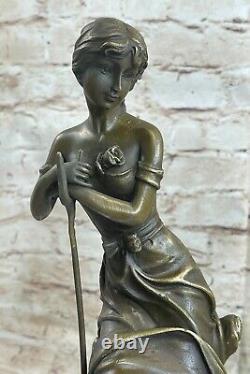 Style Art Nouveau Signée Moreau Grand Détail 100% Véritable Bronze Marbre Statue