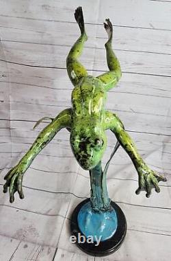 Style Art Nouveau Statue Sculpture Grenouille Faune Déco Bronze Signée