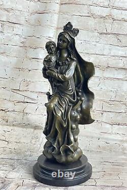 Style Art Nouveau Statue Sculpture Mère Mary Jesus Christ Deco Bronze Nr