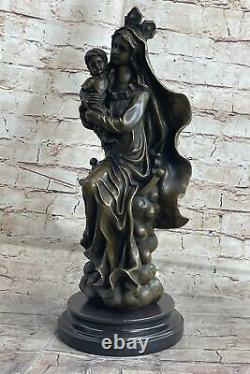 Style Art Nouveau Statue Sculpture Mère Mary Jesus Christ Deco Bronze Nr