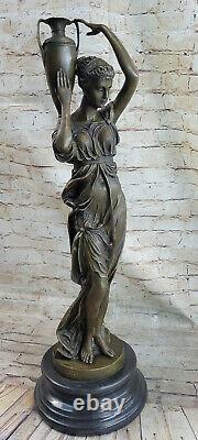 Style Art Nouveau Statue Sculpture Transporteur Jeune Maidens Guilded Ou Spelter