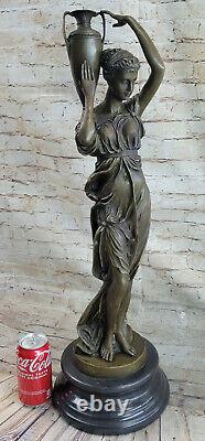 Style Art Nouveau Statue Sculpture Transporteur Jeune Maidens Guilded Ou Spelter