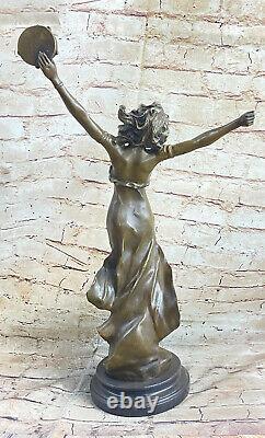 Style Art Nouveau Tambourin Danseuse Bronze Sculpture Détail Musée Qualité Ouvre