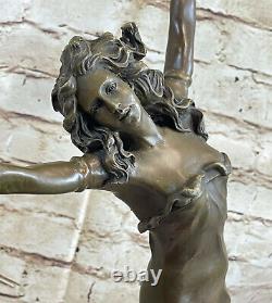 Style Art Nouveau Tambourin Danseuse Bronze Sculpture Détail Musée Qualité Ouvre