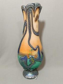 Style Art Nouveau artistes Verriers Guyot & Aconito Vase En Pâte De Verre Irisé