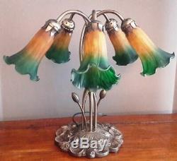 Superbe Lampe 5 Tulipes Style Art déco / Art nouveau datant des années 1950