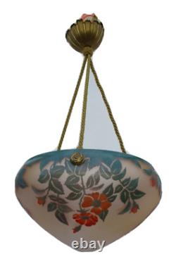 Suspension verre decor fleurs style Art Nouveau La Rochère glass Lamp
