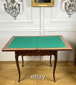 Table A Jeux Ouvrante Ancienne En Marqueterie Toutes Faces De Style Louis XV