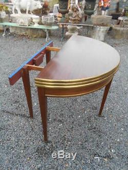 Table Demi-lune (de Repas Et De Jeu) Epoque 1900 De Style Louis 16 En Acajou