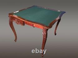 Table à jeux style Louis XV acajou 1900