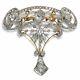 Um 1905 Platine & Diamant Broche, Style Art Nouveau / 750 Or