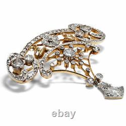 Um 1905 Platine & Diamant Broche, Style Art Nouveau / 750 Or