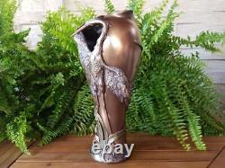 Vase Art Nouveau Grandes Aigrettes Peint Main Style Fleurs Résine Oiseaux Belle