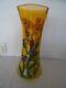 Vase En Verre Décor émaillé Signé Style Art Nouveau 30 Cm