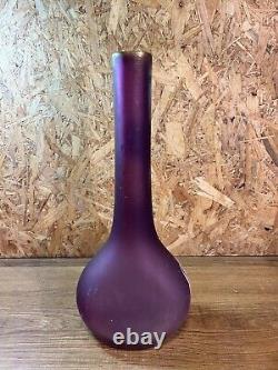 Vase soliflore verre aux chardons, rehaussé style Legras Montjoye, art nouveau