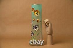 Vase verre fleurs pensées style Legras Montjoye Moser Lamartine art nouveau 1900