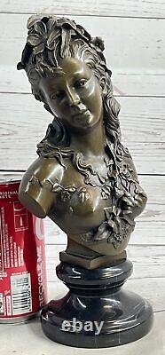 Victorien Maiden Buste Femelle Statue Style Art Nouveau Vintage Bronze Affaire