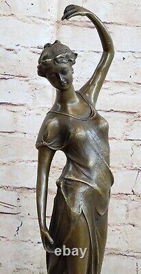 Vintage Français Style Art Nouveau Moreau Bronze Sculpture Fonte Chair Figurine