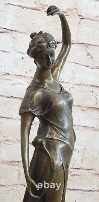 Vintage Français Style Art Nouveau Moreau Bronze Sculpture Fonte Chair Figurine