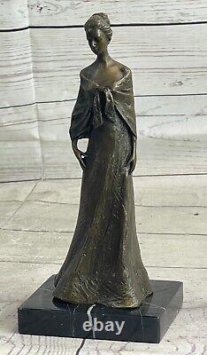 Vintage Style Art Nouveau Français Victorien Bronze Dame Sculpture Parlor Statue