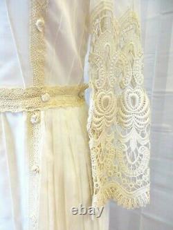 Vintage robe de mariage EDWARDIAN robe style 1960 S M 34 Buste Art Nouveau Crochet